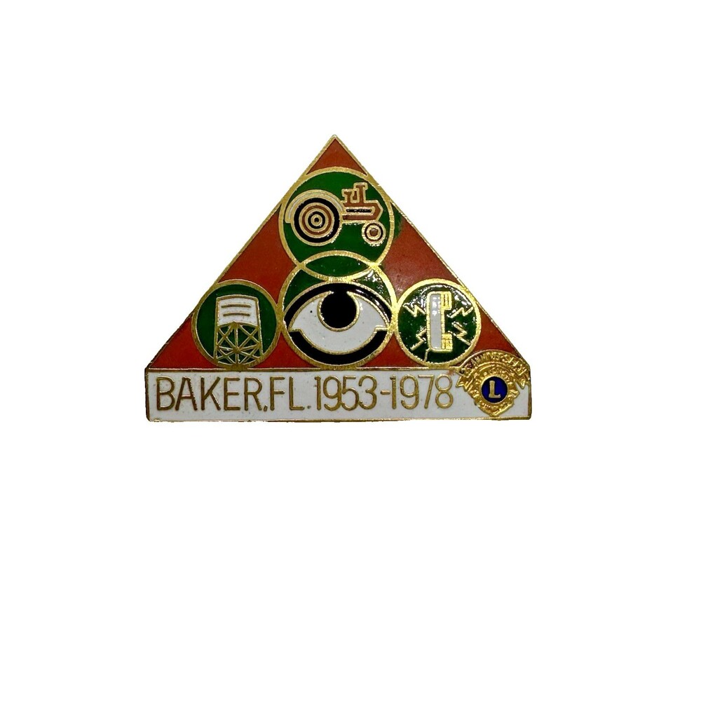 Vintage Lions Club Baker Florida 25th Anniversary Pin 1953-1978 Enamel Lapel Pin